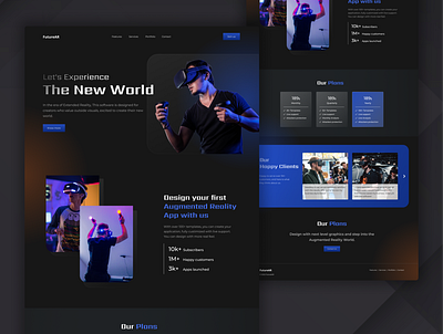 FutureAR - AR website landing page ar augmented reality daily ui design figma landing page ui ui designs ui inspirations ui trends user experience user interface ux websit design website website ui