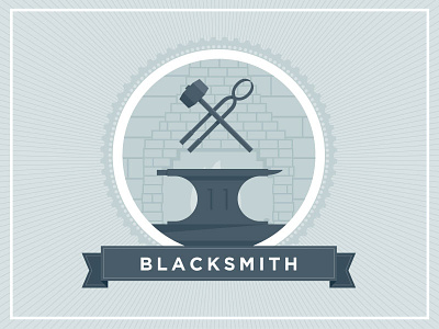 Blacksmith Card anvil blacksmith blue card game hammer illustration vector
