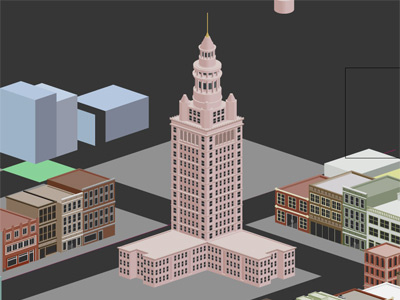 Terminal Tower illustration isometric vector