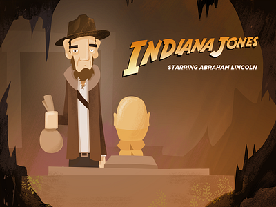 Starring Abraham Lincoln abraham illustration indiana jones lincoln orange vector