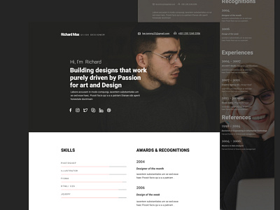 Richard - a creative portfolio creative minimal portfolio web design website website concept website design