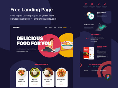 Landing Page Free Design Template for Food services