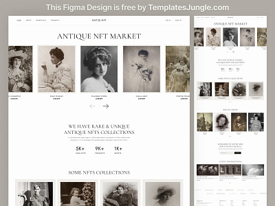 AntiqNFT – NFT Marketplace Free Figma Web Design