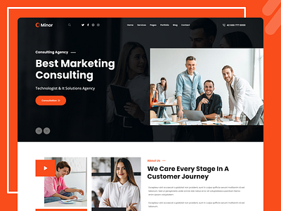 𝕄𝕚𝕟𝕠𝕣 - Business Agency Template agency branding business agency business template creative design design figma template full landing page graphic design landing page psd template themeforest typography uiux ux research website website design xd tempalte