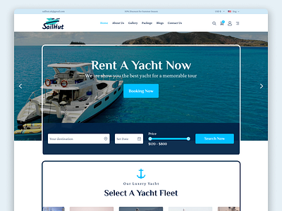 Sailhut - Yacht/Boat Rental Template about us boat rent creative template e commerce figma full landing page graphic design hero section pricing plan psd rental rental template ui ui template uiux user interface ux research xd yacht yacht rental