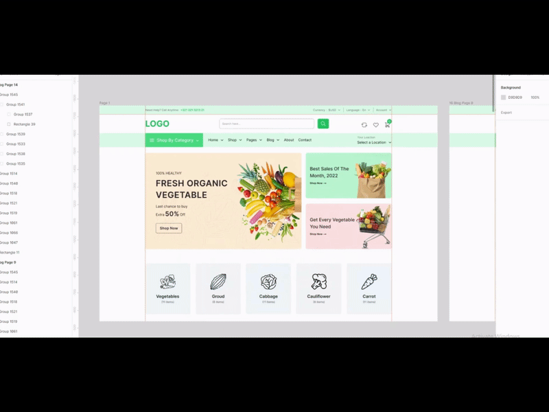 Grocery UI Template - "Prototype Video" animation branding crypto design e commerce ecommerce figma full landing page graphic design grocery landing page product design prototype prototyping ui uiux video woo commerce woocommerce wordpress