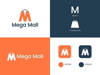 M letter mark logo design branding creative logo design flat design icon inspiration letter lettermark logo logo mark logodesign mall orange shopping shopping app typography vector visual identity