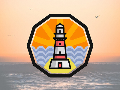 Lighthouse Badge badge design flat icon lighthouse logo minimalist sea summer