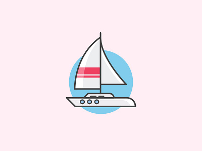 Flat Design Yacht boat flat design logo minimalist sailing sea summer yacht