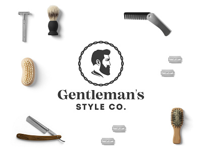 Gentleman's Style Logo Concept badge barber beard branding concept design flat design gentleman graphic graphic design head icon illustration logo man minimalist mock up portait silhouette style