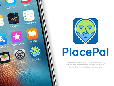 Navigation app logo concept app character concept design doodle face flat design icon icons iphone x location logo map mockup navigation pal pin place ux vector