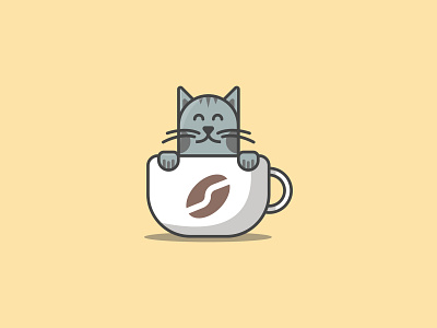 Cat and coffee badge cat cat drawing character clean coffee coffeecup concept cute design design art flat gatto graphic illustration kitty illustration logo minimalist simple vector