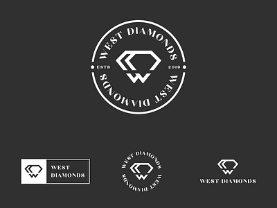 W and Diamond logo concept badge branding concept diamond diamonds flat design jewelry logo luxury minimalist monogram type vector vintage w west