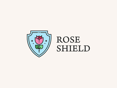 Rose Shield logo concept badge branding concept design flat design flower icon icon design illustration inspiration lettering logo logo design minimalist minimalist logo rose shield simplicity typogaphy vector