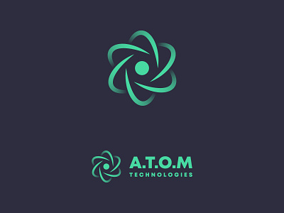 Atom logo concept artwork atom concept cosmic flat design gradient graphic design green icon illustration inspiration logo logo design minimalist minimalist logo modern modern logo space technology vector