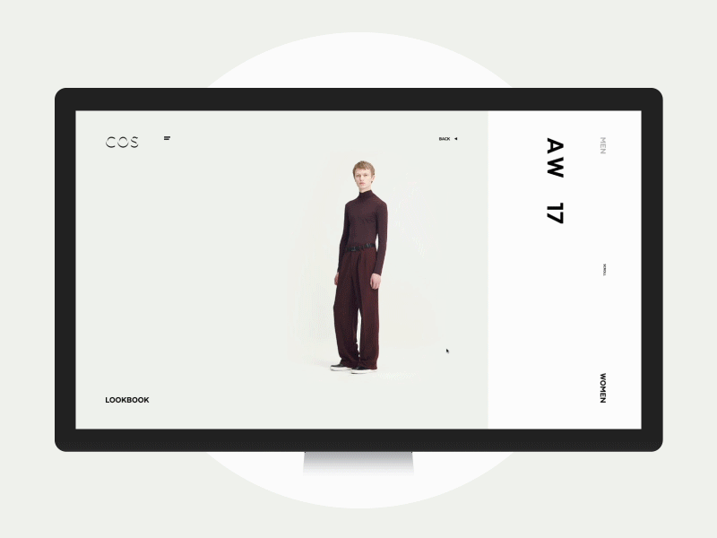 COS. Lookbook desktop e commerce exploded grid minimal minimalism pure site ui ux web