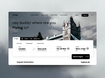 Air Travel Website landing Page