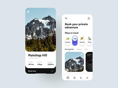 Travel Mobile Ui Concept booking design hills hillstation holidays mountains popular shot travel trees ui uiux vacations
