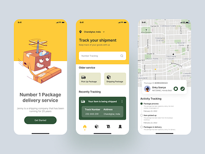 Package Delivery Service Screens booking branding delivery design illustration interface logo mobile popular service shot ui uiux