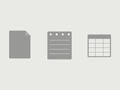 Some Icons: File, Notes, Table file icon note table