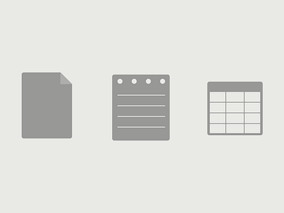 Some Icons: File, Notes, Table