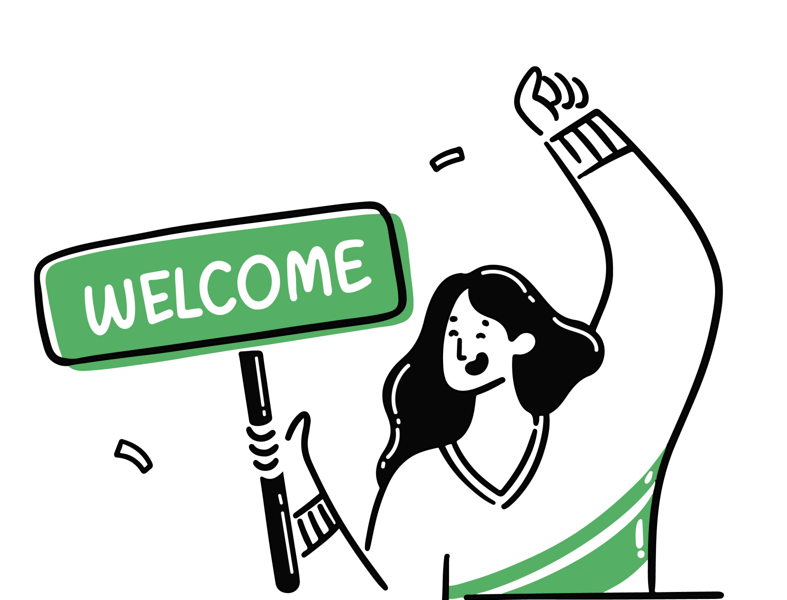Welcome to Brutask creativity dailytask design dual colour scheme emailer girl green happy illustration line illustration productivity todo todolist ui illustration welcome welcome email work