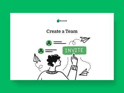 Brutask teams emailer illustration collaborate collabs creativity dailytask design dual colour scheme emailer green invite list productivity teams emailer todo ui illustration