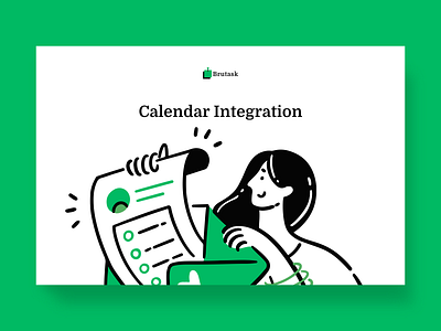 Brutask - calendar integration illustration creativity dual colour scheme green illustration integration management productivity startup task manager team todo todolist ui illustration