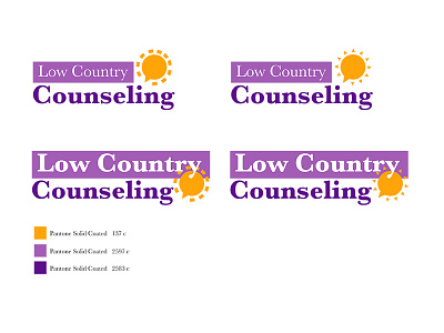 Logo options for Low Country Counseling branding counseling logo orange psychology purple sunshine talk