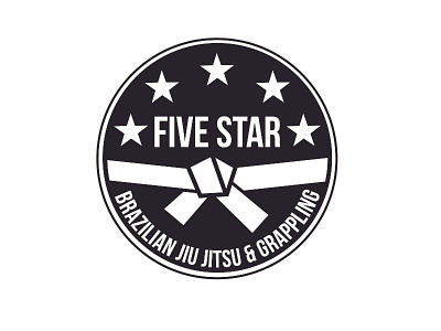 FIVE STAR - Brazilian Jiu Jitsu Logo belt branding grappling jiujitsu logo martial arts stars