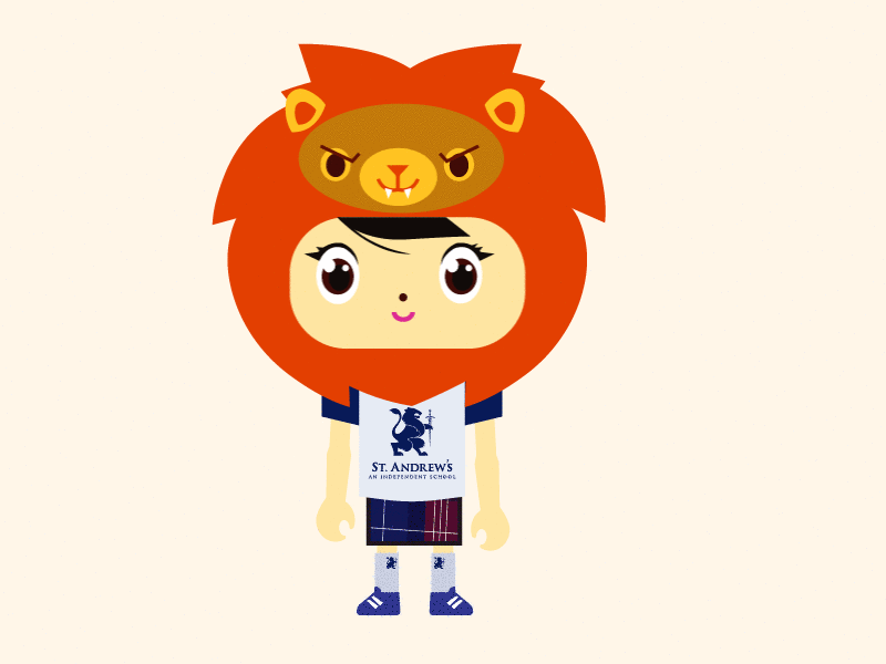Lion Mascot animation costume kid lion school vector