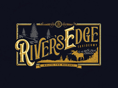 Rivers Edge lettering logo river taxidermy