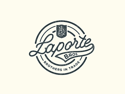 Laporte Bros badge branding design lettering logo monogram monoline script