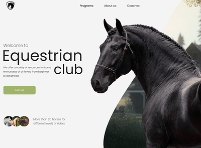 Landing page for equestrian club design equestrian horse landing page uxui website