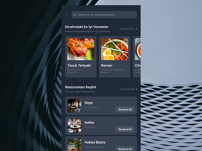 Discover Places Dark Mode discover home interface search ui