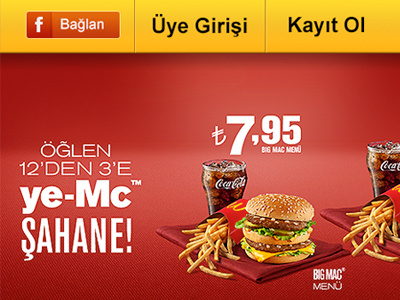 Home banner burger connect facebook home homepage homescreen ios iphone mcdonalds mobile mobile website price register