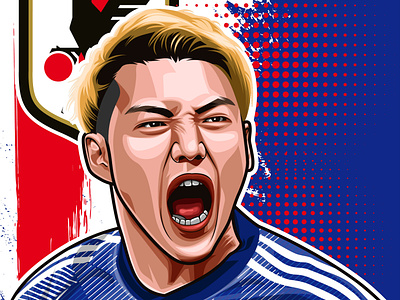 Doan Ritsu cartoon design digitalart fifa fifaworldcup football footballposter graphic design japan japanese japanfootball japanposter soccer soccerposter sport sportposter