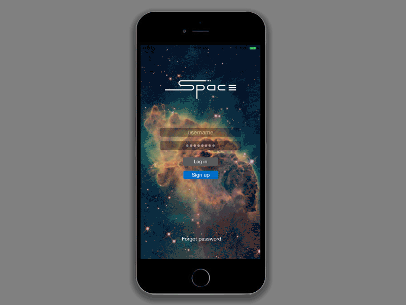 Spaceapp log in concept prototype concept iphone video application interface ios ux ui gif design animation