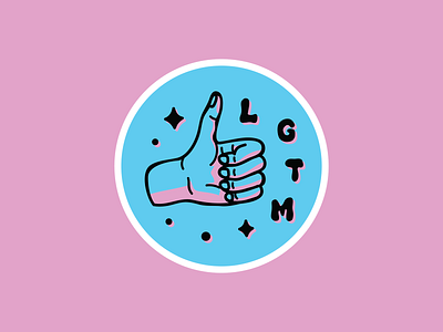 Looks Good To Me 👍✨ branding cartoon character design fingers flat flat design hand illustration illustrator lgtm logo pink shadows stars thumb thumbs up vector