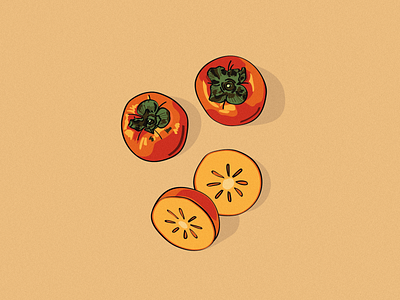 Persimmons 🍑 apple asian asian food asian fruit cartoon design drawing fruit fruit illustration illustration illustrator persimmon study vector