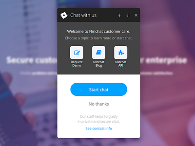 Ninchat customer service chat black blue chat communication customer care customer service intergrations live chat security