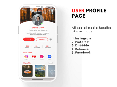 User Profile Page app branding design graphic design illustration logo typography ui ux vector
