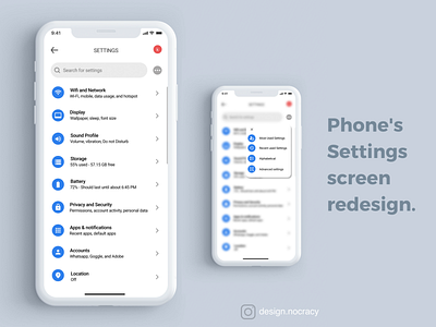 Phone's settings screen redesign app challenge dailyui design settings typography ui ux