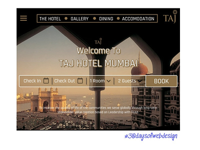 Hero section of a tourist aparthotel website