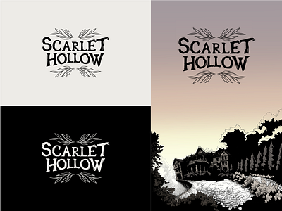 Scarlet Hollow Logo branding dark games graphic design hand drawn haunted horror identity illustration logo logo design logotype vector video game