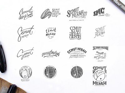 Semut Merah Sketch Option branding lettering logo sketch