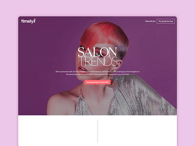 Salon trends page campaign page ebook hair salon salon timely ui web design