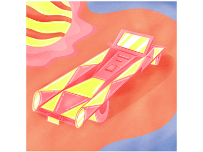 Summer Whip bright car digital editorial illustration illustrator neon vector