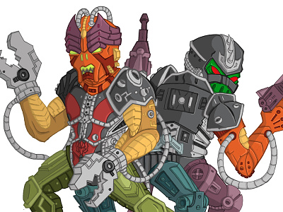 COMMISSION - Multi-bot commission he-man hordak illustration masters multi-bot universe