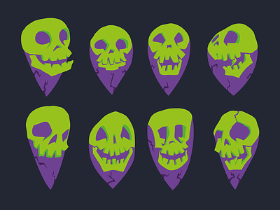 Skull Map Pins creepy illustration map pin skulls spooky
